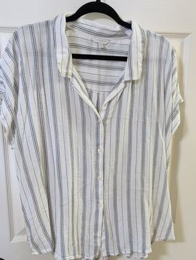 Lucky Brand White Shirt with Black Stripes